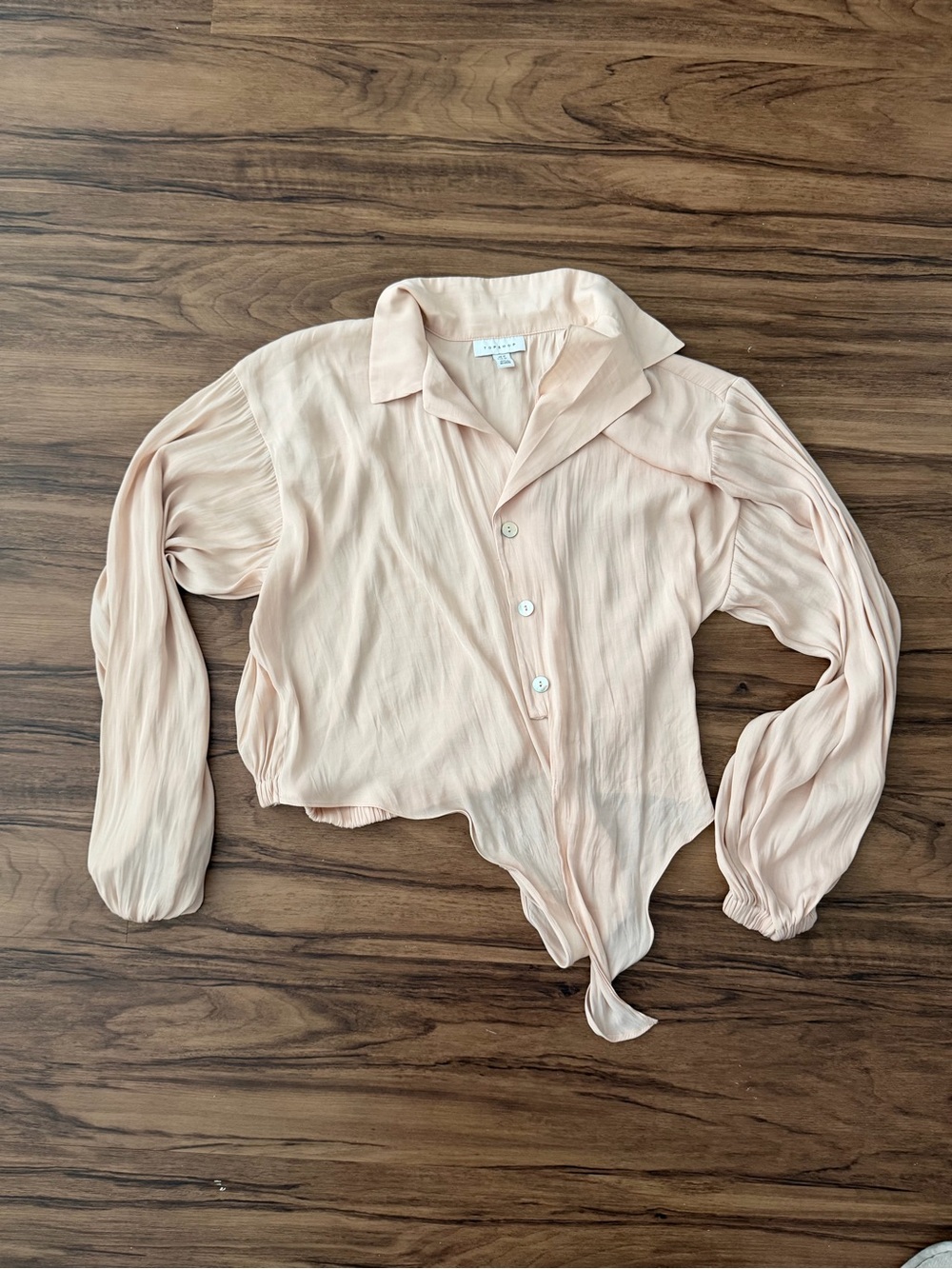 Topshop Light Pink Women's Button-Front Tie Hem Blouse